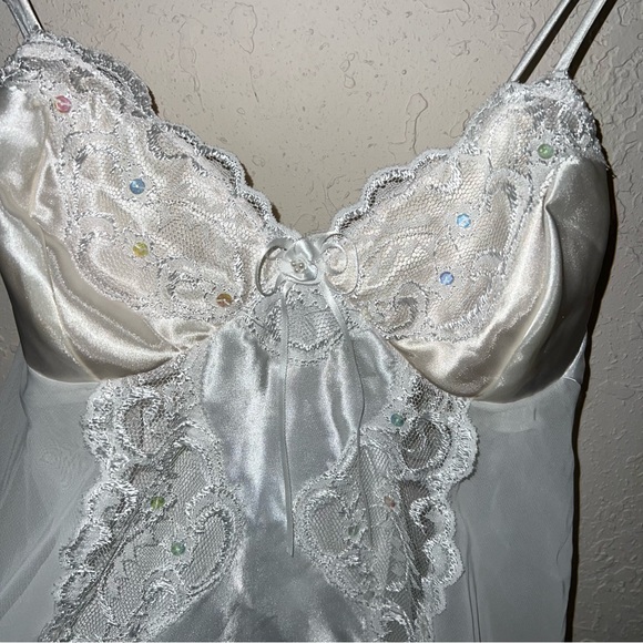 Cinema Etoile BNWT Vintage Satin Semi Sheer Baby Doll Thong Matching Set Small - Picture 4 of 15